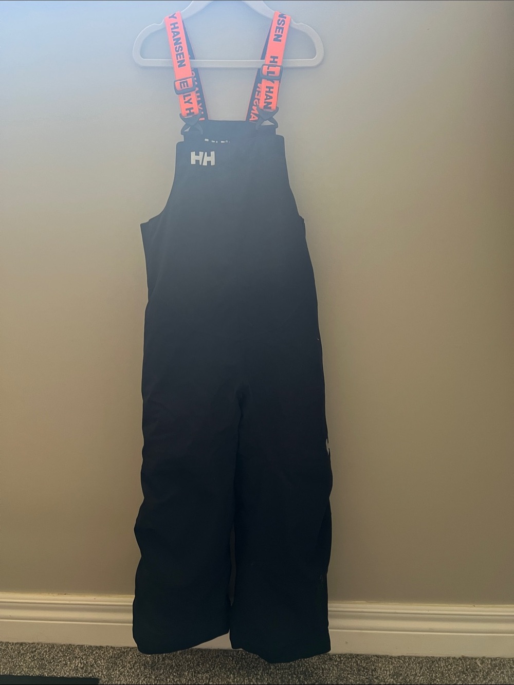 Helly Hansen Kids 5T Navy Snow Overalls with Orange Branded Suspenders